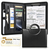 Portafolio A4 de Cuero con Asa Magnética, Organizador para Tablet de 13 Pulgadas, Cierre Metálico, Ranuras para Tarjetas, Soporte para Bolígrafo, para Viajes de Negocios