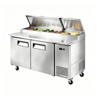 Équipement de cuisine, station de préparation de sandwichs réfrigérée, réfrigérateur, table à pizza en acier inoxydable, refroidisseur pour camion de nourriture mobile