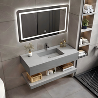 Armoire de salle de bain de luxe en marbre ardoise ensemble mural moderne résistant à l'eau avec miroir intelligent pour une utilisation familiale et hôtelière