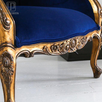 Suole — fauteuil classique à feuilles dorées sculptées à la main, 100%, mobilier de canapé, bleu Royal, en tissu de velours, pour salon