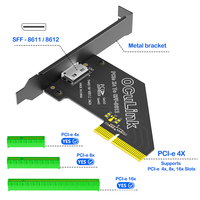 Carte adaptateur OCuLink SFF-8611/8612 compatible PCIe 4X, slots 4x/8x/16x, Gen 4.0 3.0 U.2 NVMe SSD, extension pour ordinateurs de bureau, métal