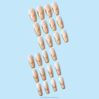 Nouvelle Arrivée Faux Ongles Brillants Style Classique Old Money Amande Carrée Or Français Gel Solide Demi-Couverture ABS