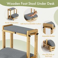 Repose-pieds en bambou réglable à double niveau avec 4 hauteurs, repose-pieds ergonomique pour bureau avec coussin, couleur personnalisable pour le bureau