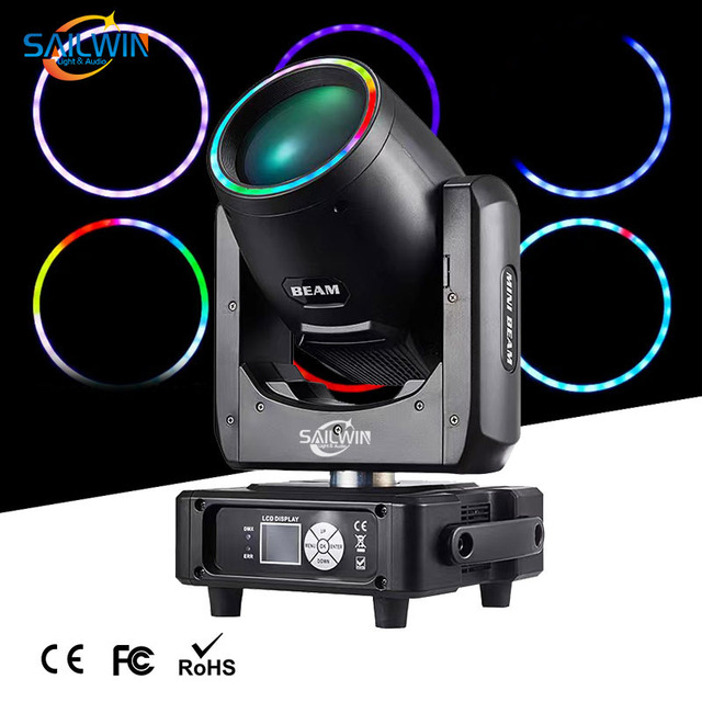 CE Sailwin Stage Lighst Mini 230W 7R Lyre Sharpy Moving Head Beam Gobo Light With LED Ring Strip for DJ Event Party Club