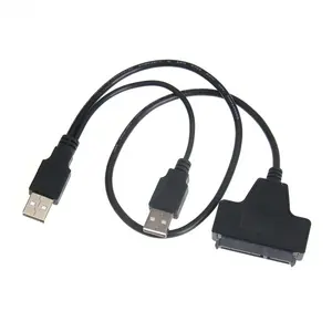 Câble adaptateur USB 2.0 vers SATA 7 + 15 22 broches, cordon d'alimentation externe pour disque dur SSD de 2.5 pouces, convertisseur de disque dur