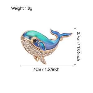Broche de Golfinho em Liga Metálica com Efeito Gota de Óleo, Estilo Desenho Animado, Criativo, em Formato de Baleia, Elegante e Versátil, Acessório de Alfinete Animal para Mulheres - Product Image 2
