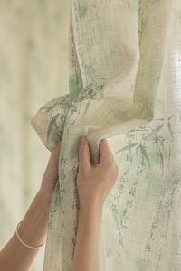 Rideaux en voile de polyester de style chinois épais, à <span class=keywords><strong>motif</strong></span> numérique en <span class=keywords><strong>bambou</strong></span>, à ondulations en S, transparents - Product Image 4