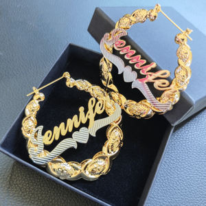 Qiuhan XOXOチェーンステンレスネックレス65mmイヤリング18K 2色メッキ女性カスタムネームジュエリーセット - Product Image 5