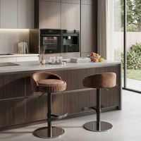 Tabouret de bar pivotant à dossier haut en acier inoxydable, style nordique moderne et minimaliste, réglable en hauteur, pour usage domestique ou hôtelier - Luxe léger
