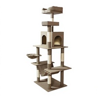 Tour pour chat multi-niveaux de style japonais en bois avec lit pour chat et structure d'escalade - Facile à nettoyer, arbre à chat de 157 cm de haut pour chats d'intérieur