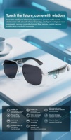 Lunettes de traduction IA OEM GY100 sans fil, assistant vocal multilingue, chargement magnétique, traducteur intelligent BT