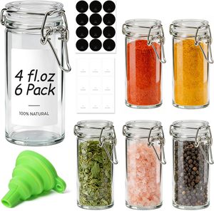 Frascos de Vidrio Redondos Pequeños de 4 oz con Tapas Herméticas para Especias, Hierbas, Polvos, Sal, Pimienta, Chile, Recuerdos para Fiestas - Product Image 1