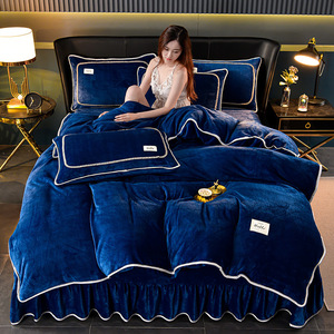 High Quality Plush <strong>Fluffy</strong>, Soft Polyester Micro Super Soft <strong>Double</strong> Side Mink Velvet Crystal Velvet 4 Piece <strong>Bedding</strong> Sets/ - Product Image 1