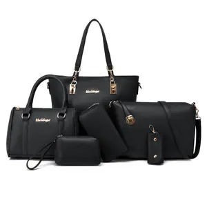 Fabrika toptan moda kadın Pu tek-omuz çantası anne çantası 6-piece Set seti çantası