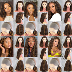 लेट्सफ्लाई 250% पूर्ण कच्चे कुंवारी बालों 13*4 फीता ललाट पिक्सी कर्ली विग पी 430 हाइलाइट और काले रंग के क्यूटिकल अलंग मूल विग - Product Image 5