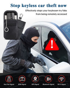 Sac Faraday en cuir PU, téléphone portable protecteur de pochette de porte-clés de voiture Faraday, <span class=keywords><strong>portefeuille</strong></span> de voiture <span class=keywords><strong>anti</strong></span>-<span class=keywords><strong>piratage</strong></span> bloquant le signal RFID - Product Image 3