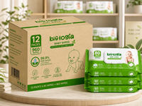 12 paquets de 60 lingettes pour bébé, formule pure, testées SGS, sans chlorure de benzalkonium, lingettes sans plastique