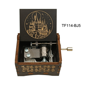 Boîte à musique Souvenir Sankyo Movement Hot <span class=keywords><strong>Harry</strong></span> <span class=keywords><strong>Potter</strong></span> avec gravure laser, petite décoration mignonne en bois noir sur le thème du monde magique - Product Image 5
