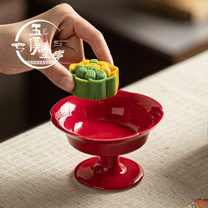 Assiette en céramique Wu Xi Tang en forme de fleur, plat à fruits et en-cas en porcelaine, plateau de service pour fêtes - Product Image 1