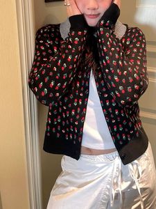 Women's New Spring Floral-Jacquard Cardigan Round Neck Slim-Fit Short Cropped Wool Knit Outerwear Layered <strong>Styling</strong> Model 5104 - Product Image 2