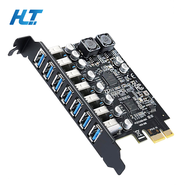 PCI-E 1X to 7*USB 3.2 Gen1 5Gbps Hub Expansion Adapter Card for Desktop-in Stock
