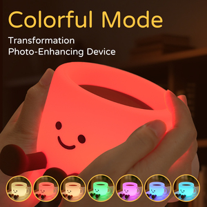 Lámpara Nocturna LED Recargable con Control Táctil, en Forma de Taza de Silicona, con Patrón Colorido, para Dormitorio - Product Image 6