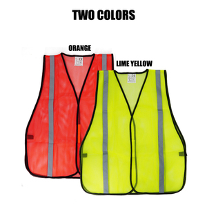 High Visibility Reflective Safety <strong>Vest</strong> <strong>Orange</strong> Yellow Lime Mesh with 1" Reflective Tape - Product Image 6