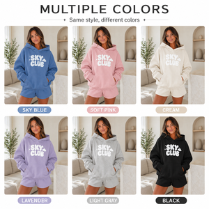 Ensemble de sweat-shirts pour femmes, 2 pièces, pull oversize et shorts, coton, polyester, molleton, vêtements décontractés, certifié OEKO TEX - Product Image 3
