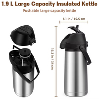 Distributeur d'eau et de café thermique à double paroi en acier inoxydable avec pompe à levier et isolation sous vide