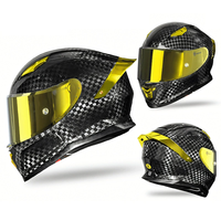 Casque de moto en fibre de carbone, casque intégral de sécurité pour scooter et cruiser, avec visière solaire, casque de conduite forgé