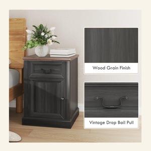 <strong>Side</strong> Table Set of 2, End Tables with Drawer and <strong>Cabinet</strong>, Nightstands for Small Spaces, Living Room, <strong>Black</strong> - Product Image 5