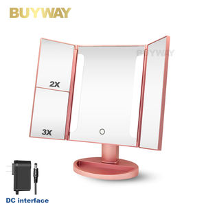 Vergrotende Make-Up Led Spiegel Make-Up Tafel Spiegel Smart Touch Control <span class=keywords><strong>Stand</strong></span> Up Bureau Licht Ijdelheid Drievoudige Make-Up Led Spiegel - Product Image 1