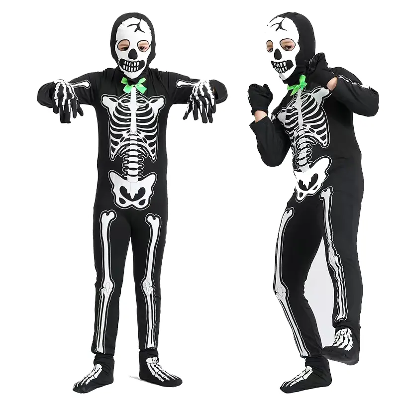 Disfraz de Calavera de Terror para Niños, Ropa de Esqueleto Luminoso para Fiesta de Baile