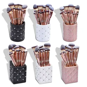 14pcs maquiagem profissional escovas alta qualidade luxo strass kabuki handle maquiagem escova set