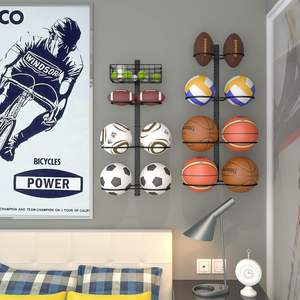 Estante de Metal <span class=keywords><strong>desmontable</strong></span> de 8 niveles montado en la pared para baloncesto, soporte de fútbol <span class=keywords><strong>Vertical</strong></span>/Horizontal DIY 1/2/3/4, soporte de fútbol de 14 bolas - Product Image 5