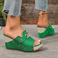 Sandales compensées Y331 à rivets, grande taille, pour l'été, nouvelle collection, à bout ouvert, rehaussantes, pour femmes, vente chaude transfrontalière