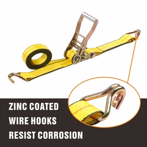 फैक्टरी थोक 2 इंच भारी शुल्क कार्गो लीशिंग बेल्ट पॉलिएस्टर रैटचेट स्ट्रैप डबल जे हुक - Product Image 2