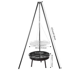 Portable <b>Tripod</b> <b>Camping</b> Grill With Adjustable Chain Outdoor <b>Fire</b> Grill for <b>Camping</b> and Backyard Cooking - Product Image 2