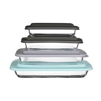 Plat à four rectangulaire en verre borosilicate transparent avec poignées, grande capacité, prix de gros