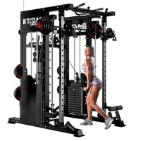 Salle de sport à domicile # Station multifonctionnelle #   Machine à Squat Smith et Crossover à Câbles pour l'Entraînement Sportif de Musculation