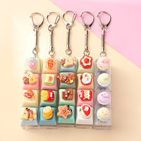 Custom Kawaii 4 Keys Cute 3D Food Dessert Keycap Mechanical Switch Clicker Clear Base Stress Relief Keyboard Fidget Keychain Toy