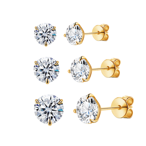<span class=keywords><strong>3</strong></span>個入り パーフェクトラボイヤリング 18K純金 <span class=keywords><strong>1</strong></span>カラット ツイストスモールダイヤモンドスタッド - Product Image 1