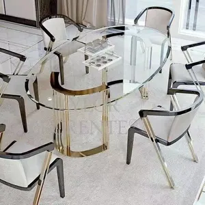 Consolle in vetro temperato design italiano minimalista oro tavolino in vetro tavolo da pranzo circolare in oro tavolo da pranzo in vetro