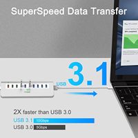 Hub USB 3.2 Gen 2 10-Port 10Gbps, 7 Port Data, 3 Port Pengisian Cepat, Adaptor Daya Tipe-C 36W, Konstruksi Aluminium, Tersedia