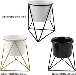 Dropshipping Petit support de jardinière <span class=keywords><strong>en</strong></span> métal Récipient d'intérieur succulent <span class=keywords><strong>en</strong></span> céramique pour décoration de bureau de balcon de cuisine de ferme-pour jardins - Product Image 5