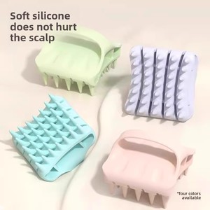 Peigne carré en gel de silice tendance pour le lavage des cheveux, massage du cuir chevelu, outil de nettoyage spécifique pour la tête et les cheveux des enfants et bébés, vente en gros - Product Image 4
