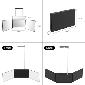 Nouveau design, miroir 5 voies pour la coupe de cheveux avec lumière LED, miroir portable pliable à 360° pour barbier, miroir auto-portatif avec crochets réglables en hauteur - Product Image 3