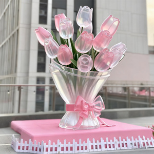 High Quality Artistic Flower Resin Sculpture Transparent Color Large Size for Indoor/Outdoor Decoration Hand-painted Finish