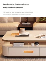 Table Basse et Meuble TV Minimaliste Moderne Luxe Léger 2026 avec Plateau en Quartz et Cadre en Bois, Aucun Assemblage Requis, Espace de Rangement
