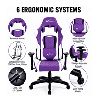 Chaise de gaming à dossier haut en cuir pvc, de couleur violette, pour ordinateur de bureau et de gaming, vente en gros, nouveaux modèles